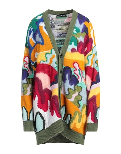 DSQUARED2 Strickjacke Militärgrün 30% Baumwolle, 26% Schurwolle, 20% Polyamid, 16% Mohairwolle, 8% Alpakawolle