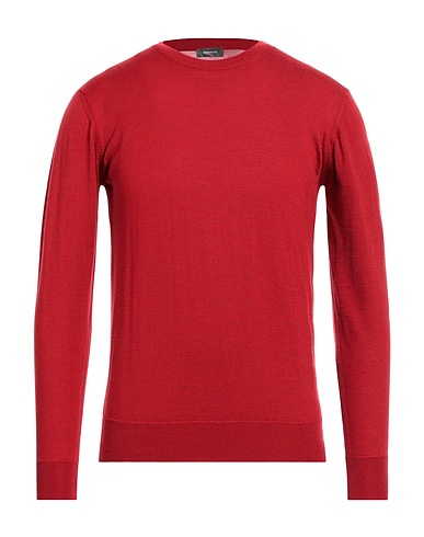 ROSSOPURO Pullover Ziegelrot 100% Merinowolle