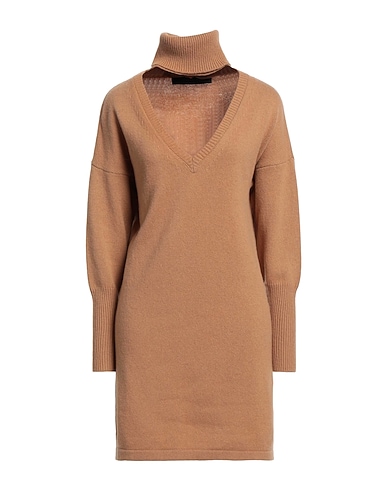FEDERICA TOSI Kurzes Kleid Kamel 90% Wolle, 10% Kaschmir
