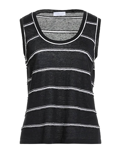 LONGHIN Maglia Gilet Nero 70% Lino, 30% Seta