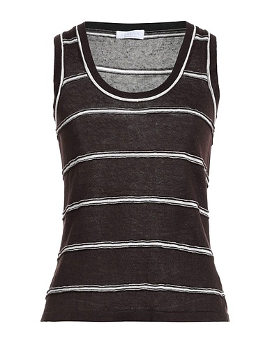 LONGHIN Jumper Dark brown 70% Linen, 30% Silk