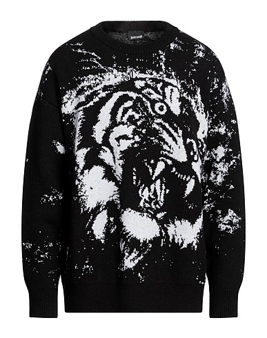 JUST CAVALLI Jumper Black 37% Acrylic, 28% Wool, 23% Synthetic fibers, 10% Cotton, 2% Elastane