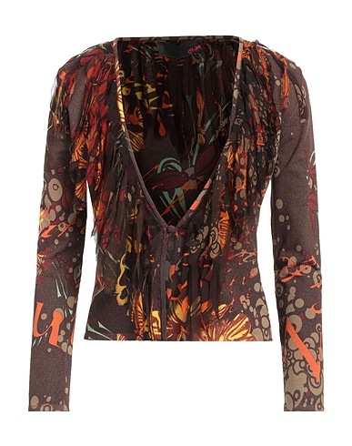 ANGELO MARANI Cardigan Brown 100% Silk, Viscose, Polyester