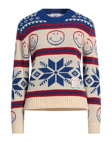 SANDRO Pullover Elfenbein 54% Wolle, 15% Acryl, 13% Polyamid, 11% Alpakawolle, 7% Kaschmir