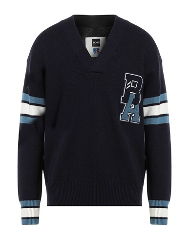 BOSS x RUSSELL ATHLETIC Pullover Blu notte 100% Lana Vergine