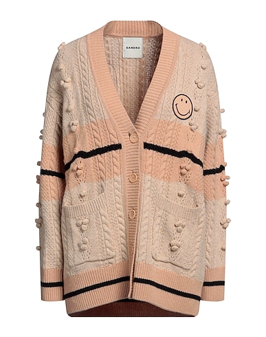SANDRO Strickjacke Beige 100% Wolle, Polyester, Viskose, Polyamid, Elastan