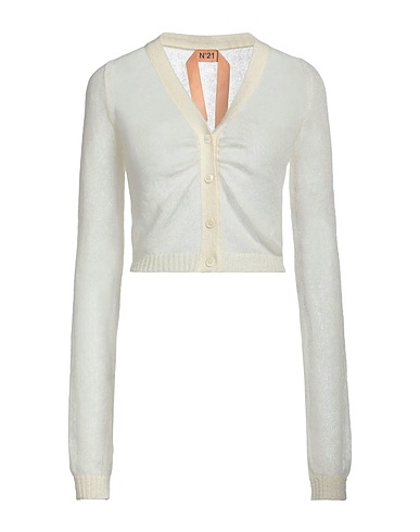 N°21 Strickjacke Elfenbein 58% Mohairwolle, 37% Polyamid, 5% Wolle, Perlmutt