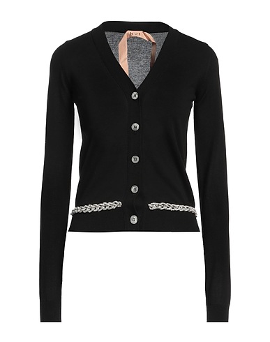 N°21 Cardigan Black 100% Cotton, Mother-of-pearl, Glass, Silicone
