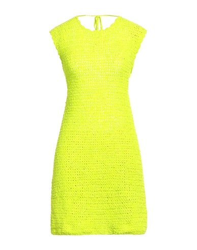 GANNI Vestito corto Verde lime 50% Poliestere riciclato, 50% Poliestere