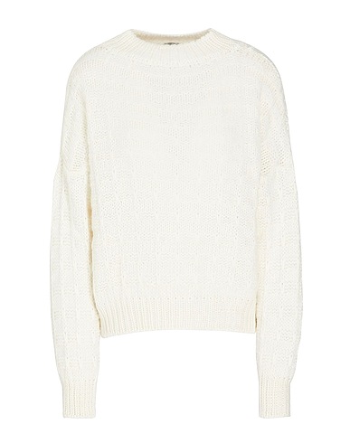 8 by YOOX Jumper TEXTURED WOOL BLEND JUMPER White 70% Acrylic, 25% Wool, 5% Other Fibres