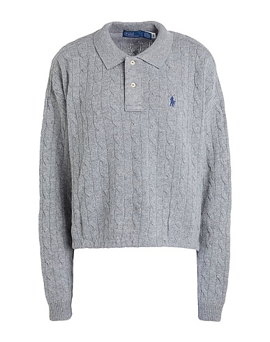 POLO RALPH LAUREN Jumper CABLE WOOL-CASHMERE POLO SHIRT
 Grey 90% Wool, 10% Cashmere