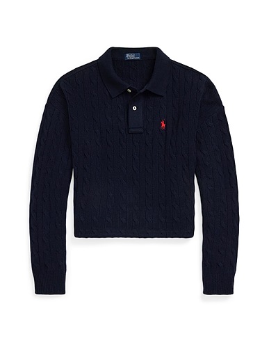 POLO RALPH LAUREN Pullover CABLE WOOL-CASHMERE POLO SHIRT
 Blu notte 90% Lana, 10% Cachemire