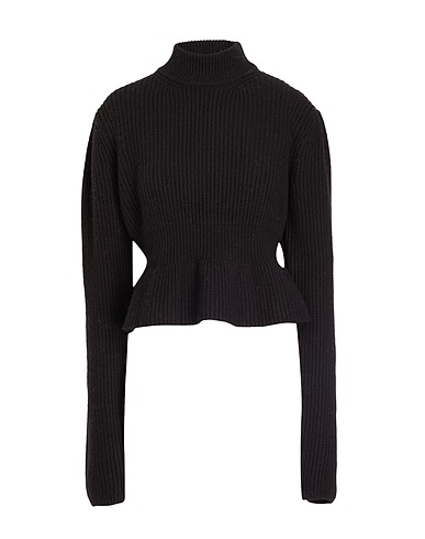 8 by YOOX Polo neck WOOL BLEND RIBBED CREWNECK JUMPER
 Black 38% Viscose, 35% Recycled polyamide, 22% Merino Wool, 5% Alpaca wool