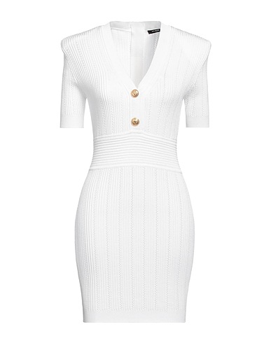 BALMAIN Sheath dress White 83% Viscose, 17% Polyamide