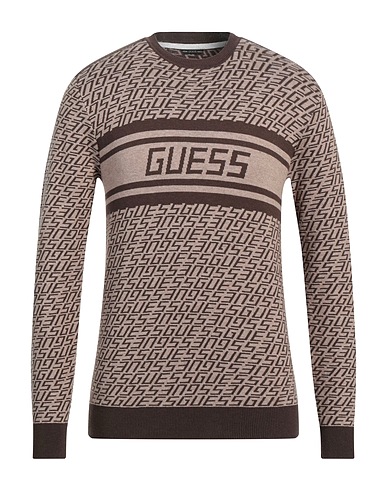GUESS Jumper Brown 60% Organic cotton, 30% Polyamide, 10% Wool