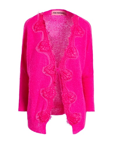 PINK MEMORIES Cardigan Fuchsia 50% Polyamide, 46% Mohair wool, 4% Wool, Cotton