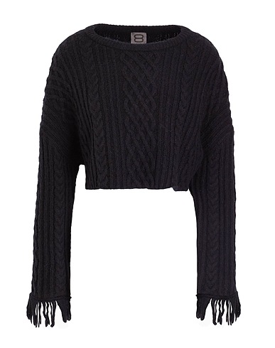 8 by YOOX Sweater WOOL BLEND CHUNKY KNIT JUMPER
 Black 51% Recycled polyamide, 49% Wool