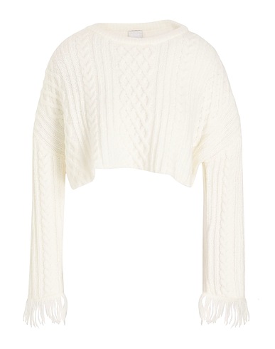 8 by YOOX Pullover WOOL BLEND CHUNKY KNIT JUMPER
 Weiß 51% Recyceltes Polyamid, 49% Wolle