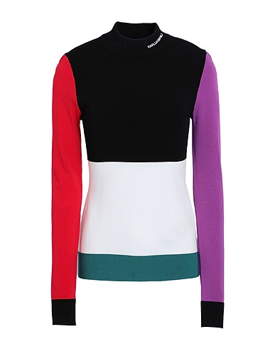 KARL LAGERFELD Polo neck COLOUR BLOCK TURTLE NECK
 Black 83% Viscose, 17% Polyester