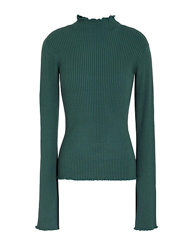 8 by YOOX Dolcevita VISCOSE RIB BELL SLEEVE LETTUCE TRIM KNIT TOP
 Verde scuro 72% Viscosa, 28% Poliammide riciclato