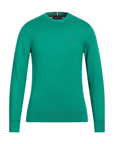 TOMMY HILFIGER プルオーバー エメラルド ピマコットン 92% / カシミヤ 8% / ポリウレタン