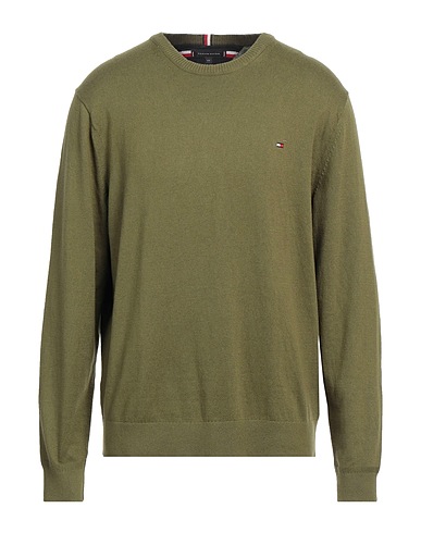 TOMMY HILFIGER Jumper Military green 92% Pima Cotton, 8% Cashmere, Elastane