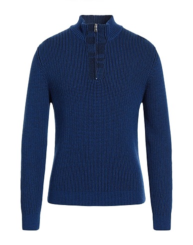 HERITAGE Jumper with zip Blue 35% Polyamide, 30% Wool, 30% Viscose, 5% Cashmere