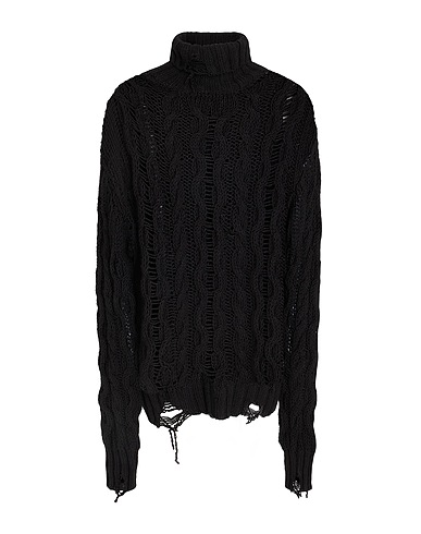 8 by YOOX Rollkragenpullover DISTRESSED CABLE KNIT ROLL NECK
 Schwarz 70% Acryl, 25% Wolle, 5% Andere Fasern