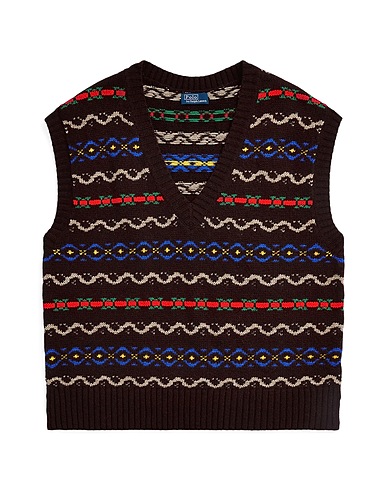 POLO RALPH LAUREN Jumper FAIR ISLE SWEATER VEST
 Dark brown 96% Wool, 4% Other Fibres