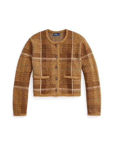 POLO RALPH LAUREN カーディガン PLAID ALPACA-BLEND CARDIGAN
 キャメル 毛（アルパカ） 45% / ナイロン 35% / ウール 20%