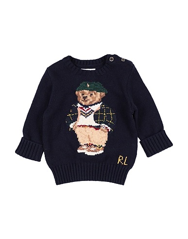 POLO RALPH LAUREN Jumper Polo Bear Sweater  Midnight blue 100% Cotton, Wool