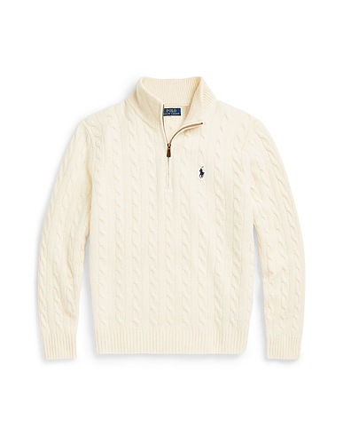 POLO RALPH LAUREN Jumper with zip CABLE-KNIT WOOL-CASHMERE SWEATER
 Ivory 90% Wool, 10% Cashmere