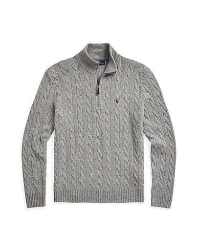 POLO RALPH LAUREN Dolcevita CABLE-KNIT WOOL-CASHMERE SWEATER
 Grigio 90% Lana, 10% Cachemire