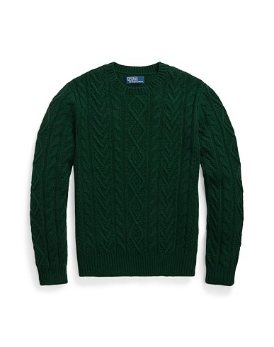 POLO RALPH LAUREN Jumper THE ICONIC FISHERMAN’S SWEATER
 Green 90% Wool, 10% Cashmere