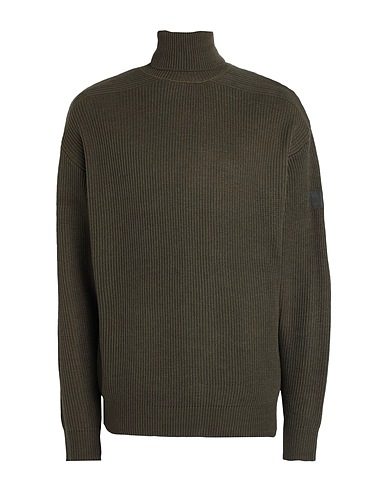JACK & JONES Turtleneck Military green 49% Acrylic, 26% Polyester, 25% Cotton