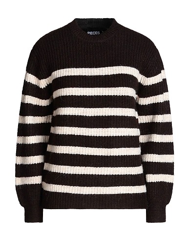 PIECES Jumper Dark brown 50% Recycled polyester, 25% Polyester, 13% Acrylic, 10% Wool, 2% Elastane