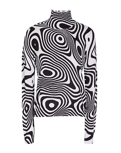 8 by YOOX Dolcevita ORGANIC COTTON PRINTED MOCK NECK KNITTED SWEATER
 Bianco 95% Cotone organico, 5% Cachemire