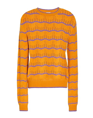 8 by YOOX Jumper COTTON BLEND STRIPED JUMPER
 Mandarin 45% Recycled polyester, 30% Organic cotton, 25% Merino Wool