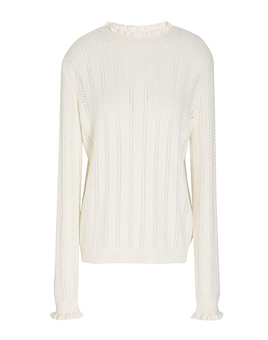 8 by YOOX Jumper COTTON BLEND POINTELLE JUMPER
 White 45% Recycled polyester, 30% Organic cotton, 25% Merino Wool