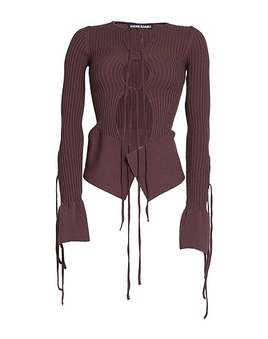 ANDREĀDAMO Cardigan Dark brown 80% Viscose, 10% Polyester, 9% Polyamide, 1% Elastane