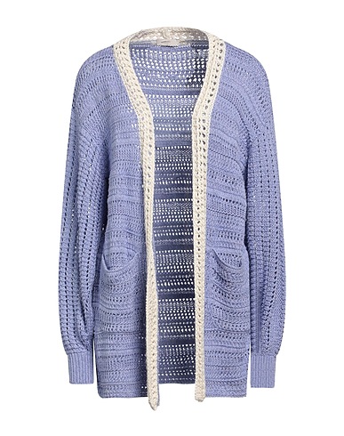 AGNONA Cardigan Light blue 60% Cotton, 40% Silk, Metallic fiber