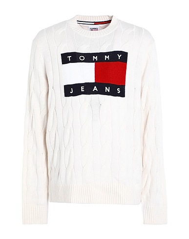 TOMMY JEANS Jumper White 50% Polyester, 50% Acrylic