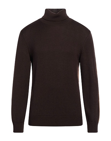 PRIMO EMPORIO Turtleneck Dark brown 50% Merino Wool, 50% Acrylic
