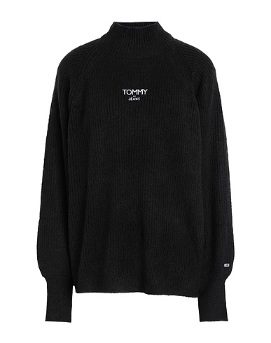 TOMMY JEANS Polo neck Black 51% Polyester, 32% Acrylic, 16% Polyamide, 1% Elastane