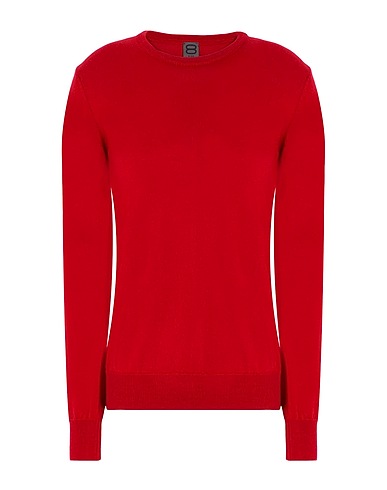 8 by YOOX Sweater MERINO WOOL ESSENTIAL CREWNECK SWEATER Red 100% Merino Wool