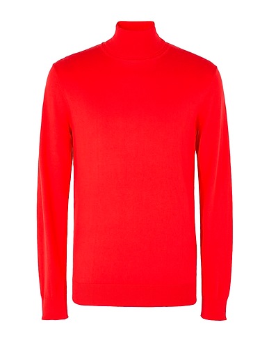 8 by YOOX Polo neck ORGANIC COTTON TURTLENECK
 Red 95% Organic cotton, 5% Cashmere