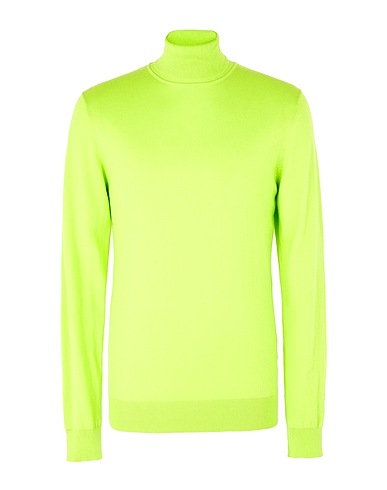 8 by YOOX Polo neck ORGANIC COTTON TURTLENECK
 Lime green 95% Organic cotton, 5% Cashmere