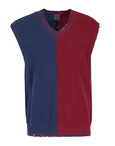 8 by YOOX Jumper PUNK IS ATTITUDE COTTON S/LESS  V-NECK
 Burgundy 50% Cotton, 50% Recycled cotton
