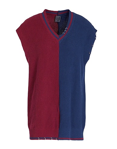 8 by YOOX Jumper PUNK IS ATTITUDE COTTON S/LESS  V-NECK
 Navy blue 50% Cotton, 50% Recycled cotton