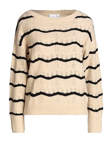 VILA Pullover Beige 36% Acryl, 30% Recyceltes Polyester, 24% Polyamid, 10% Polyester